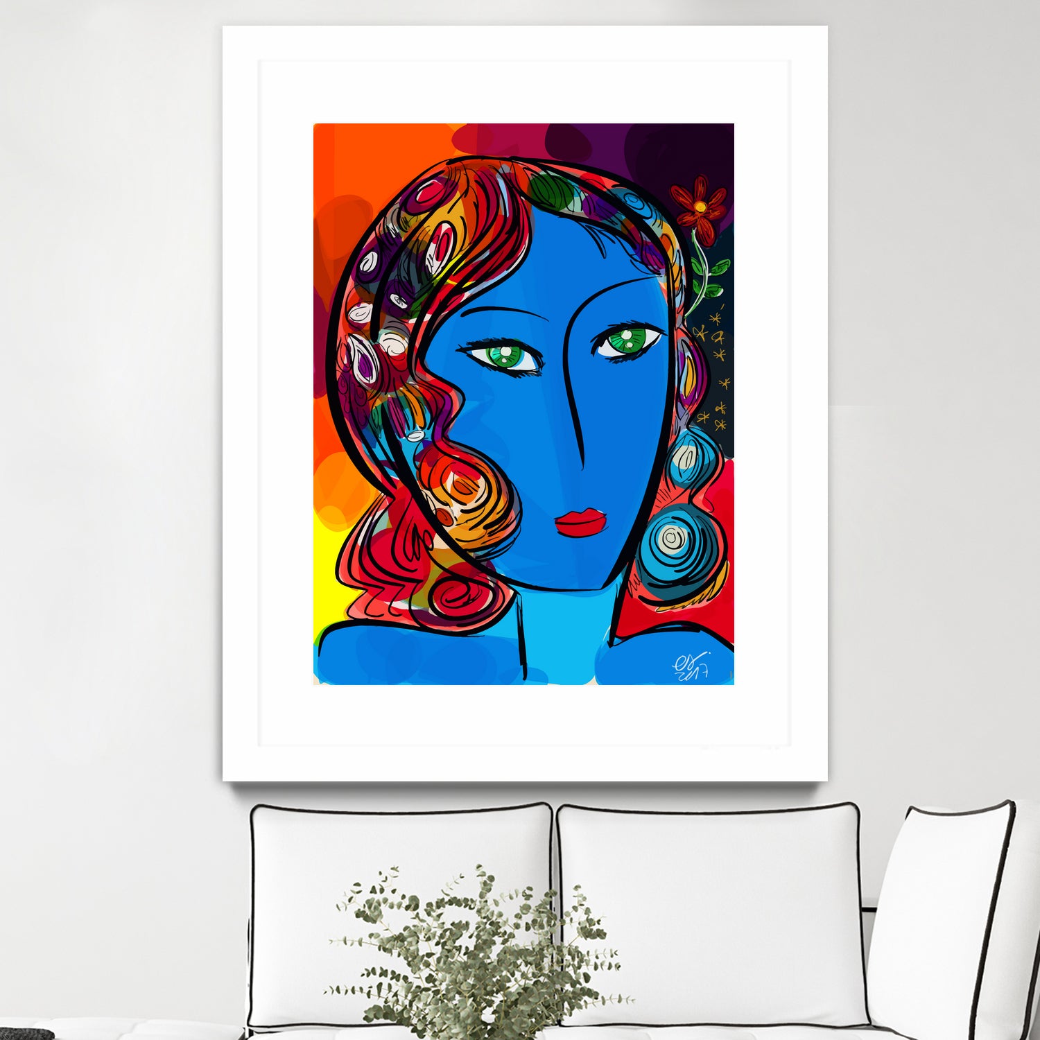 Pop Blue girl by Emmanuel Signorino on GIANT ART - blue digital painting