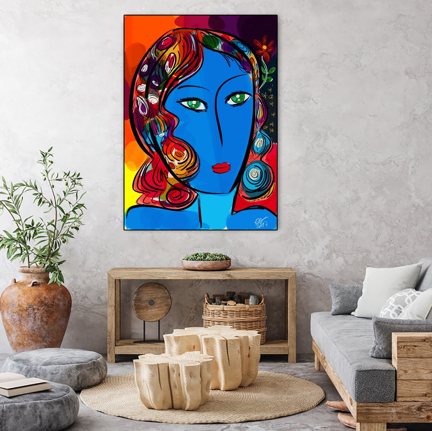 Pop Blue girl by Emmanuel Signorino on GIANT ART - blue digital painting