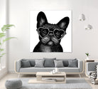 French bulldog portrait in glasses by Anastasiia Kononenko on GIANT ART - black cartooning