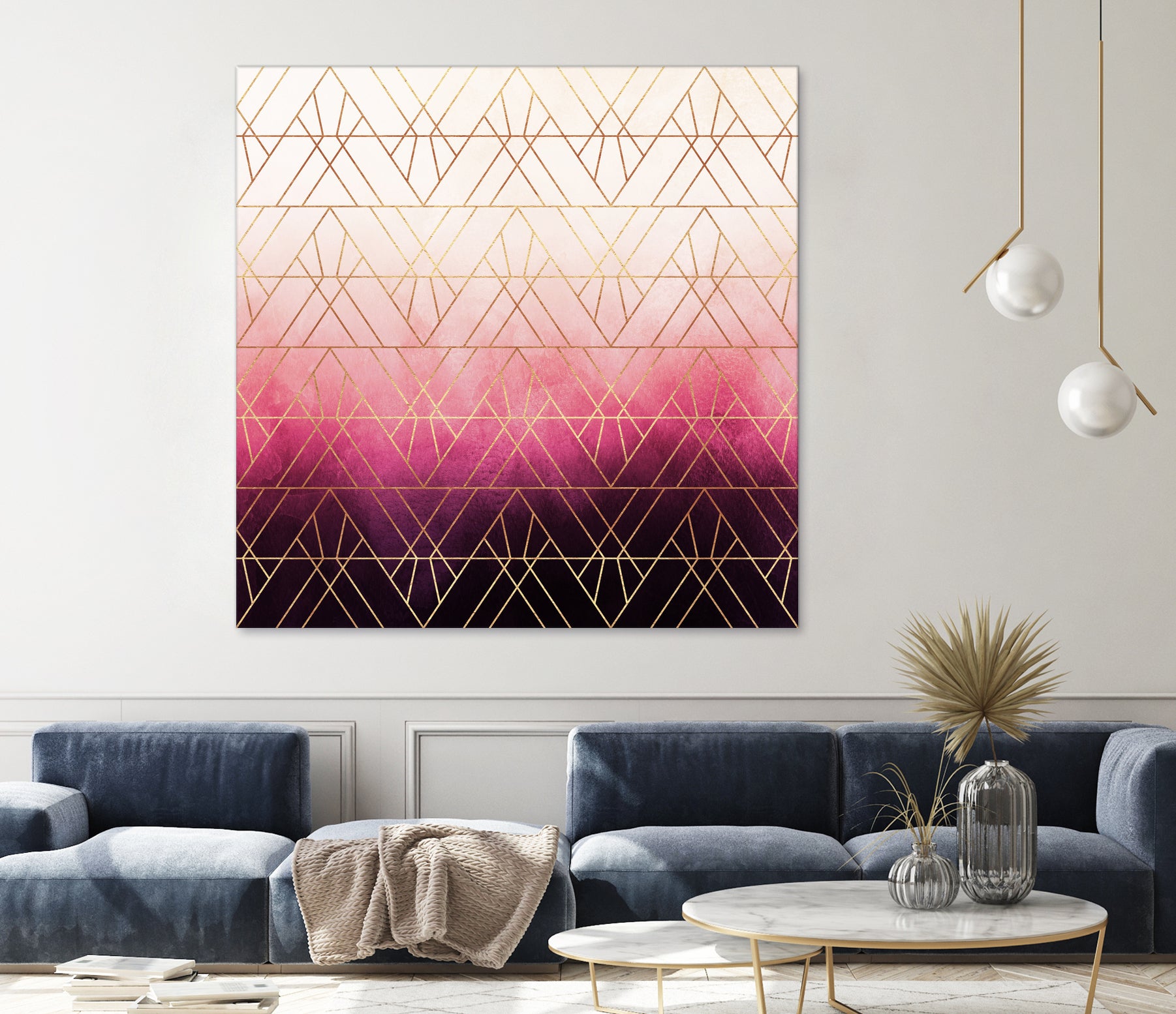 Pink Ombre Triangles by Elisabeth Fredriksson on GIANT ART - pink digital painting