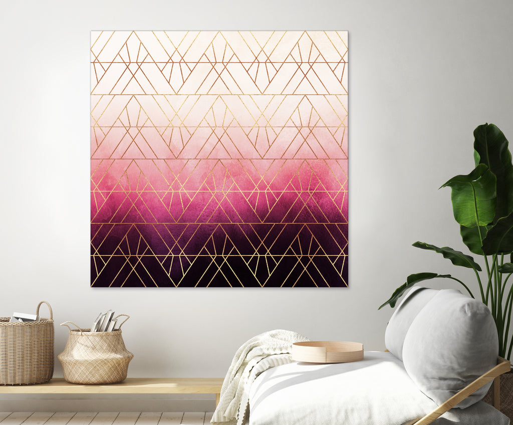 Pink Ombre Triangles by Elisabeth Fredriksson on GIANT ART - pink digital painting