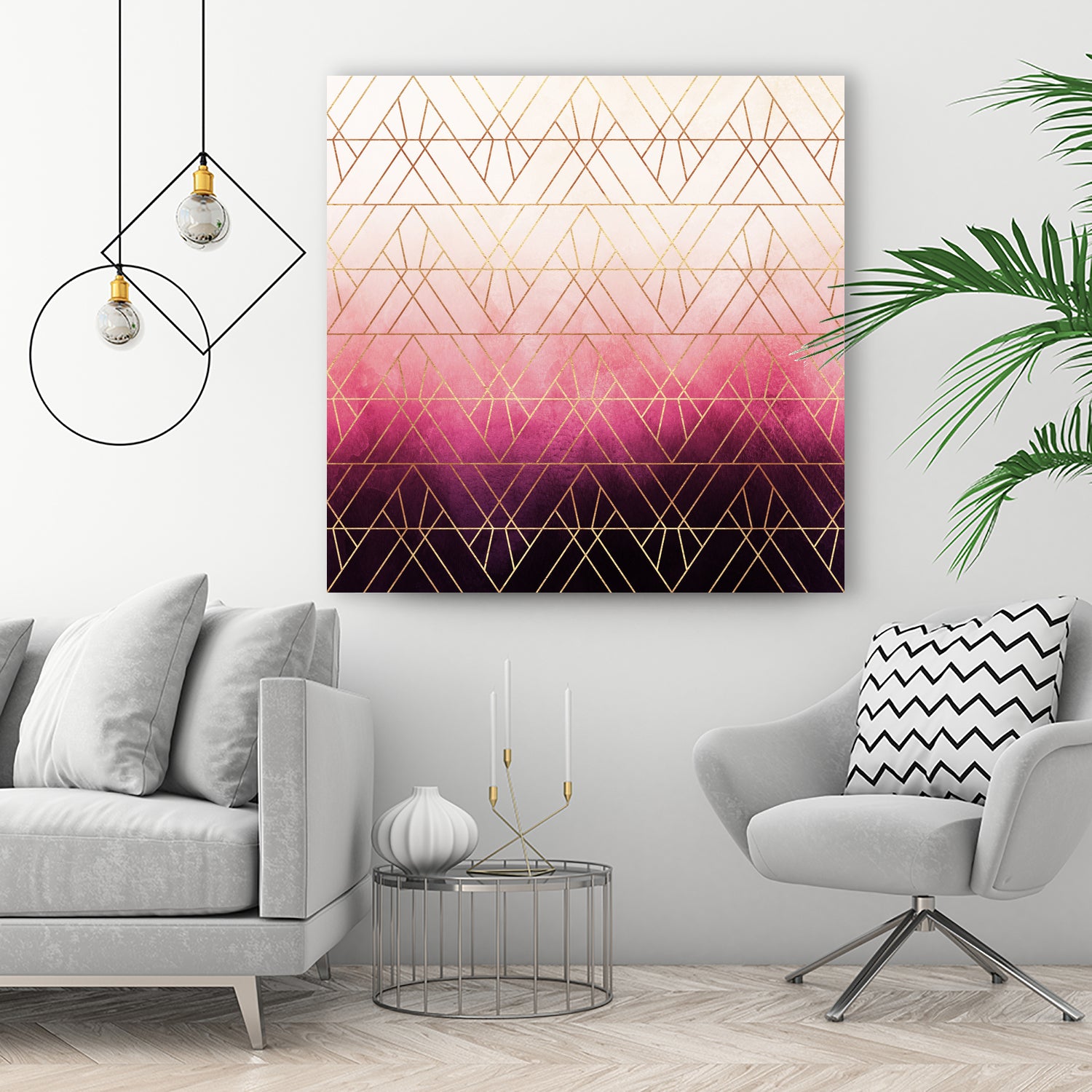 Pink Ombre Triangles by Elisabeth Fredriksson on GIANT ART - pink digital painting