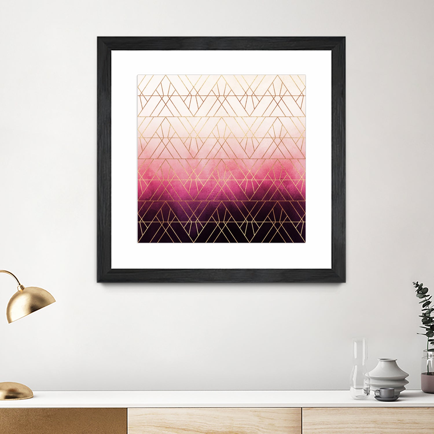 Pink Ombre Triangles by Elisabeth Fredriksson on GIANT ART - pink digital painting