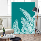 Banana Leaves on Teal by Daniela di Niro on GIANT ART - blue digital drawing