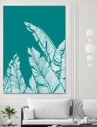 Banana Leaves on Teal by Daniela di Niro on GIANT ART - blue digital drawing