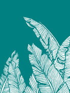 Banana Leaves on Teal by Daniela di Niro on GIANT ART - blue digital drawing