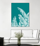 Banana Leaves on Teal by Daniela di Niro on GIANT ART - blue digital drawing