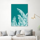 Banana Leaves on Teal by Daniela di Niro on GIANT ART - blue digital drawing