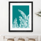 Banana Leaves on Teal by Daniela di Niro on GIANT ART - blue digital drawing