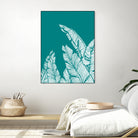 Banana Leaves on Teal by Daniela di Niro on GIANT ART - blue digital drawing