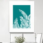 Banana Leaves on Teal by Daniela di Niro on GIANT ART - blue digital drawing