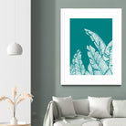 Banana Leaves on Teal by Daniela di Niro on GIANT ART - blue digital drawing