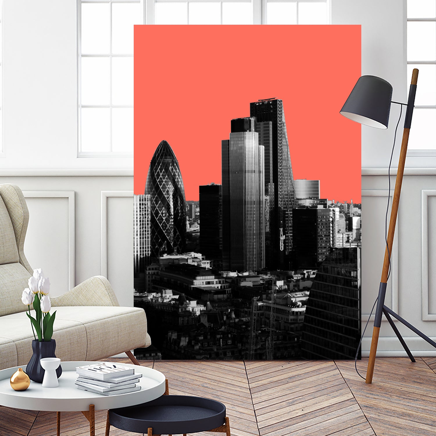 London Black and White by Laura Turner on GIANT ART - red digital painting