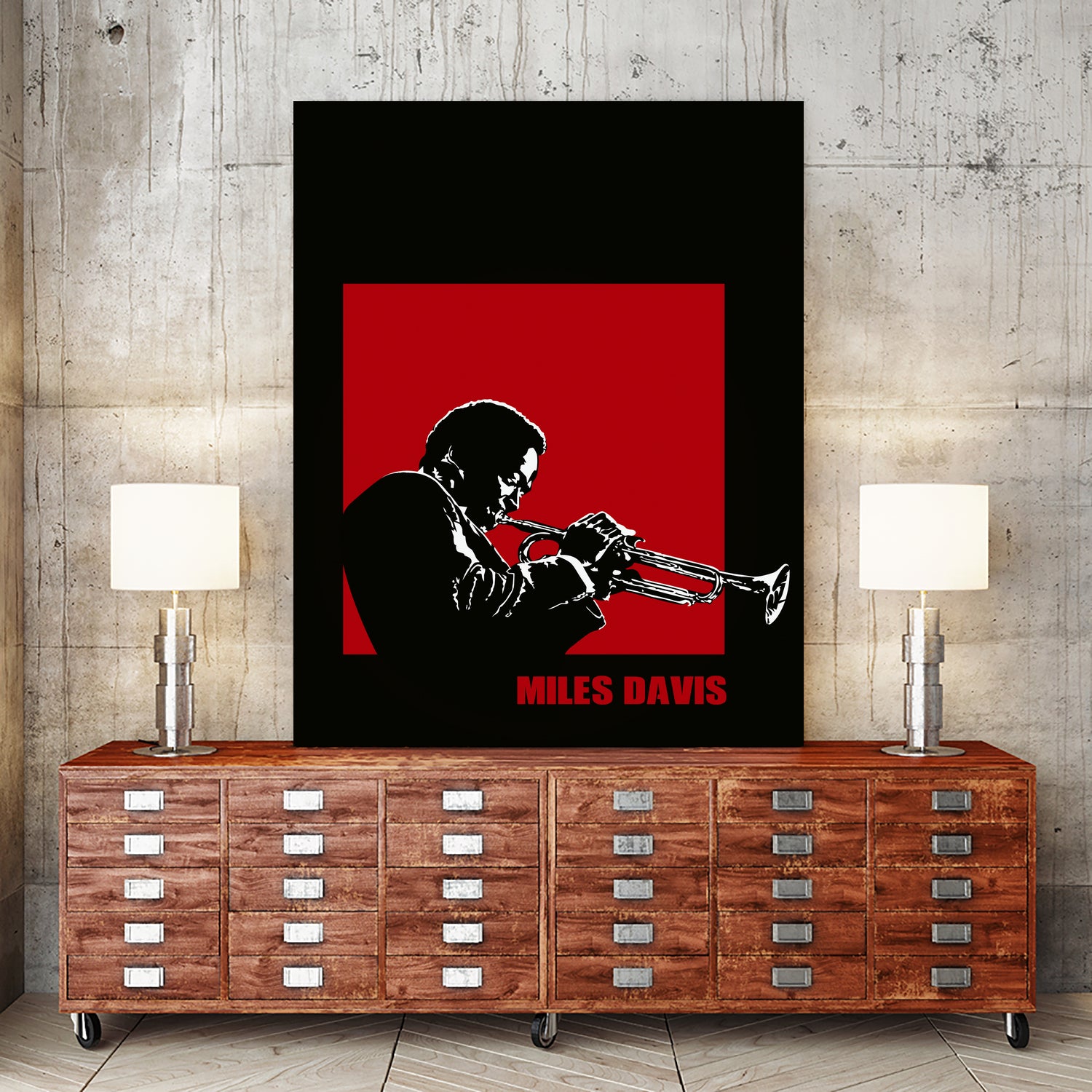 MILES / DAVIS [A Kind of Red][by felixx / 2016] by Aeffe Felis on GIANT ART - black vector illustration
