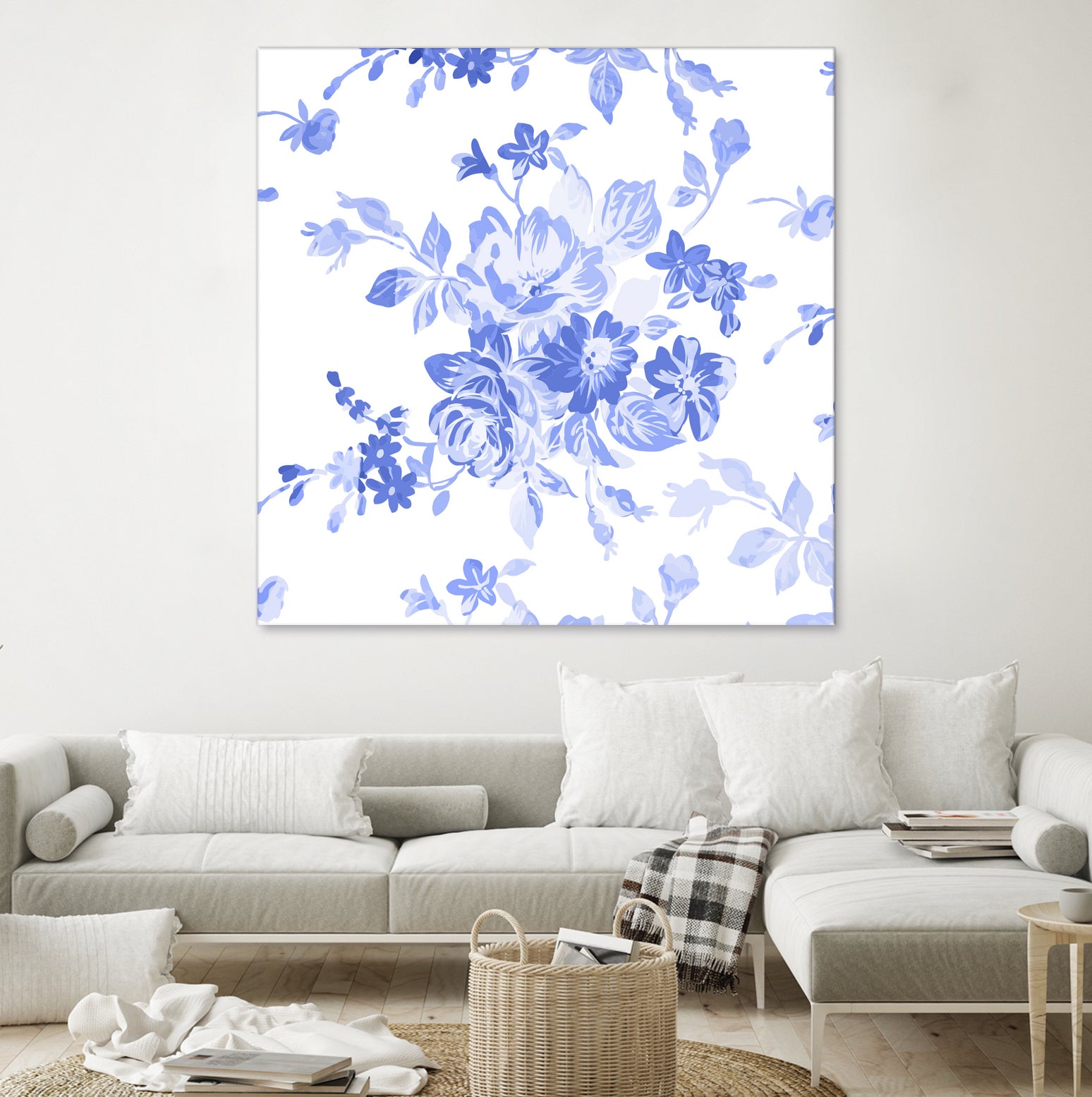 Blue Flowers - Floral Pattern Art by salome mikaberidze on GIANT ART - blue digital drawing