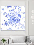 Blue Flowers - Floral Pattern Art by salome mikaberidze on GIANT ART - blue digital drawing