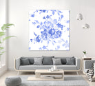 Blue Flowers - Floral Pattern Art by salome mikaberidze on GIANT ART - blue digital drawing