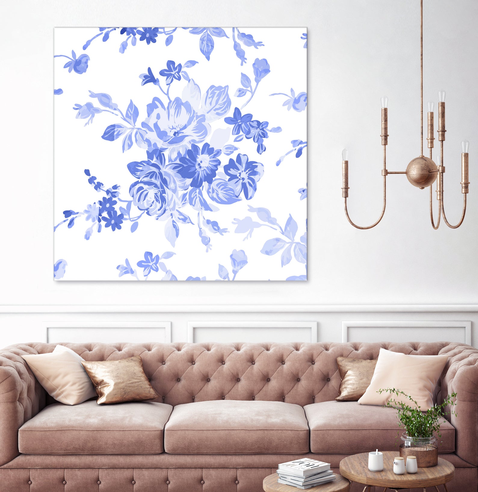 Blue Flowers - Floral Pattern Art by salome mikaberidze on GIANT ART - blue digital drawing