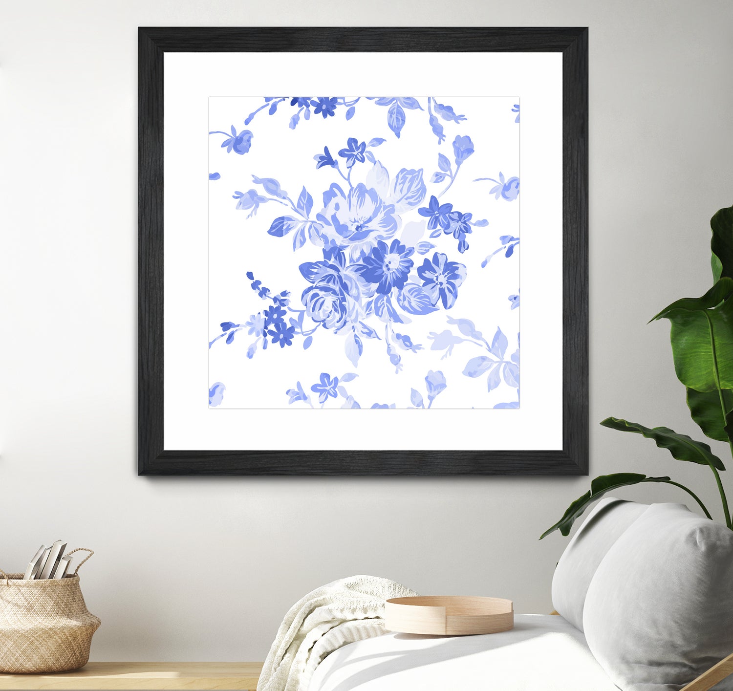 Blue Flowers - Floral Pattern Art by salome mikaberidze on GIANT ART - blue digital drawing