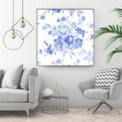 Blue Flowers - Floral Pattern Art by salome mikaberidze on GIANT ART - blue digital drawing