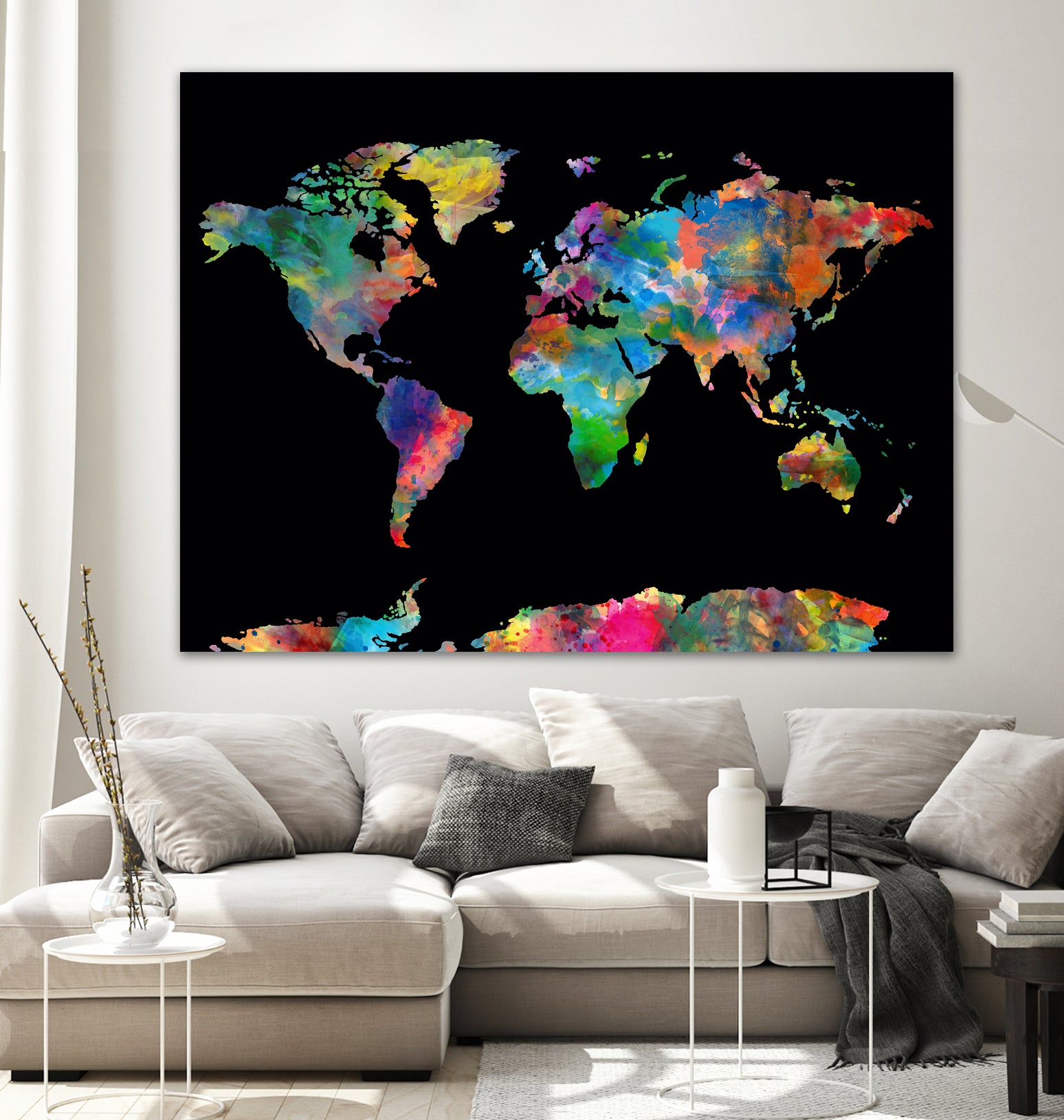 World map watercolor 5 by Bekim Mehovic on GIANT ART - black digital painting