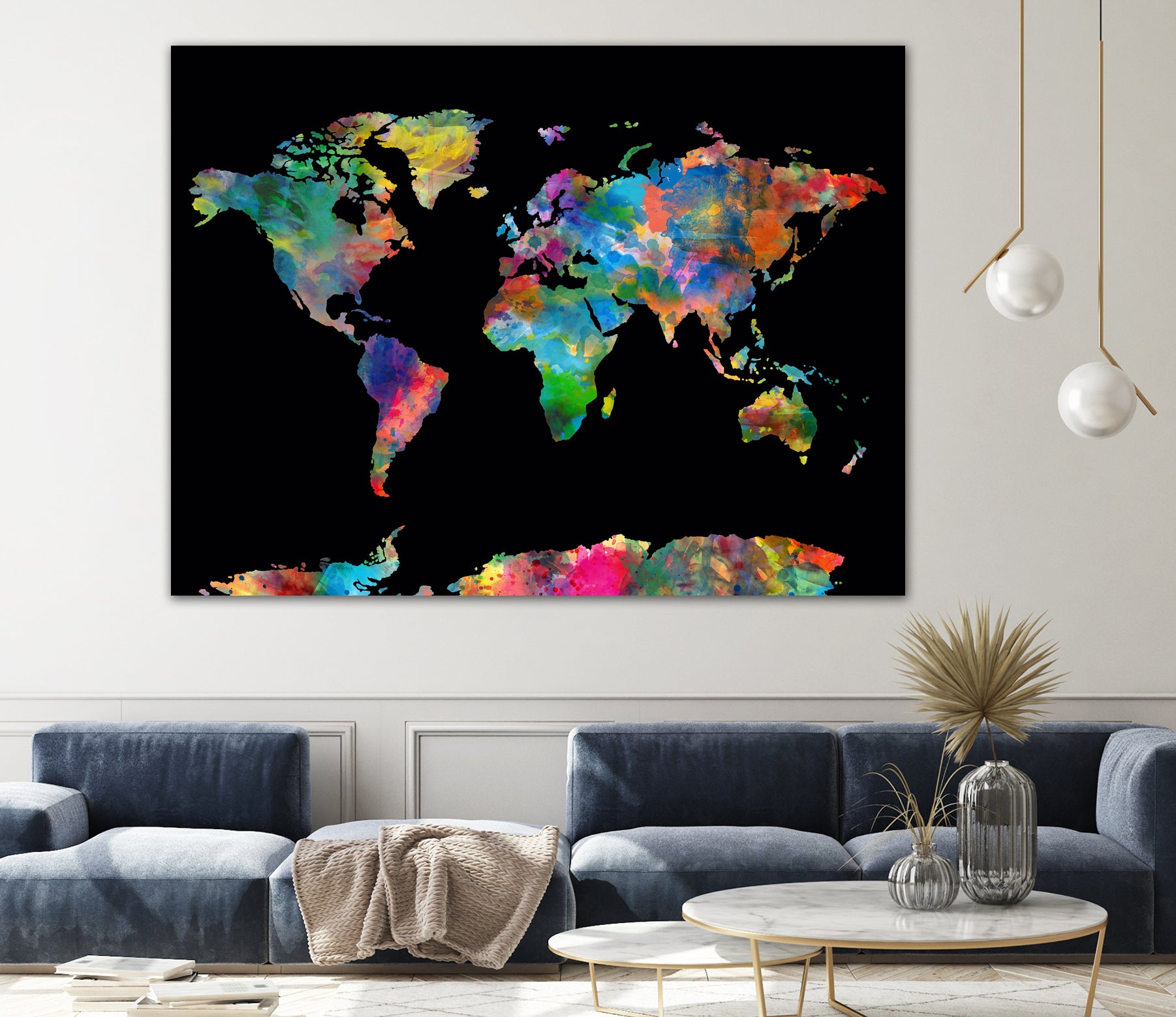 World map watercolor 5 by Bekim Mehovic on GIANT ART - black digital painting