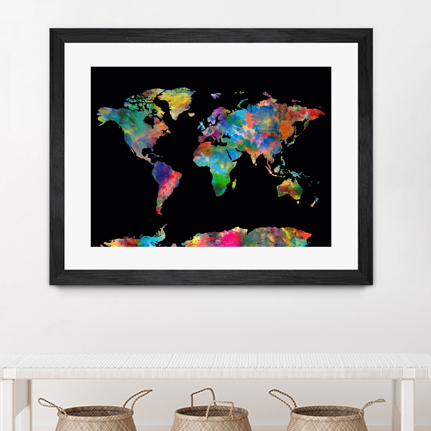 World map watercolor 5 by Bekim Mehovic on GIANT ART - black digital painting