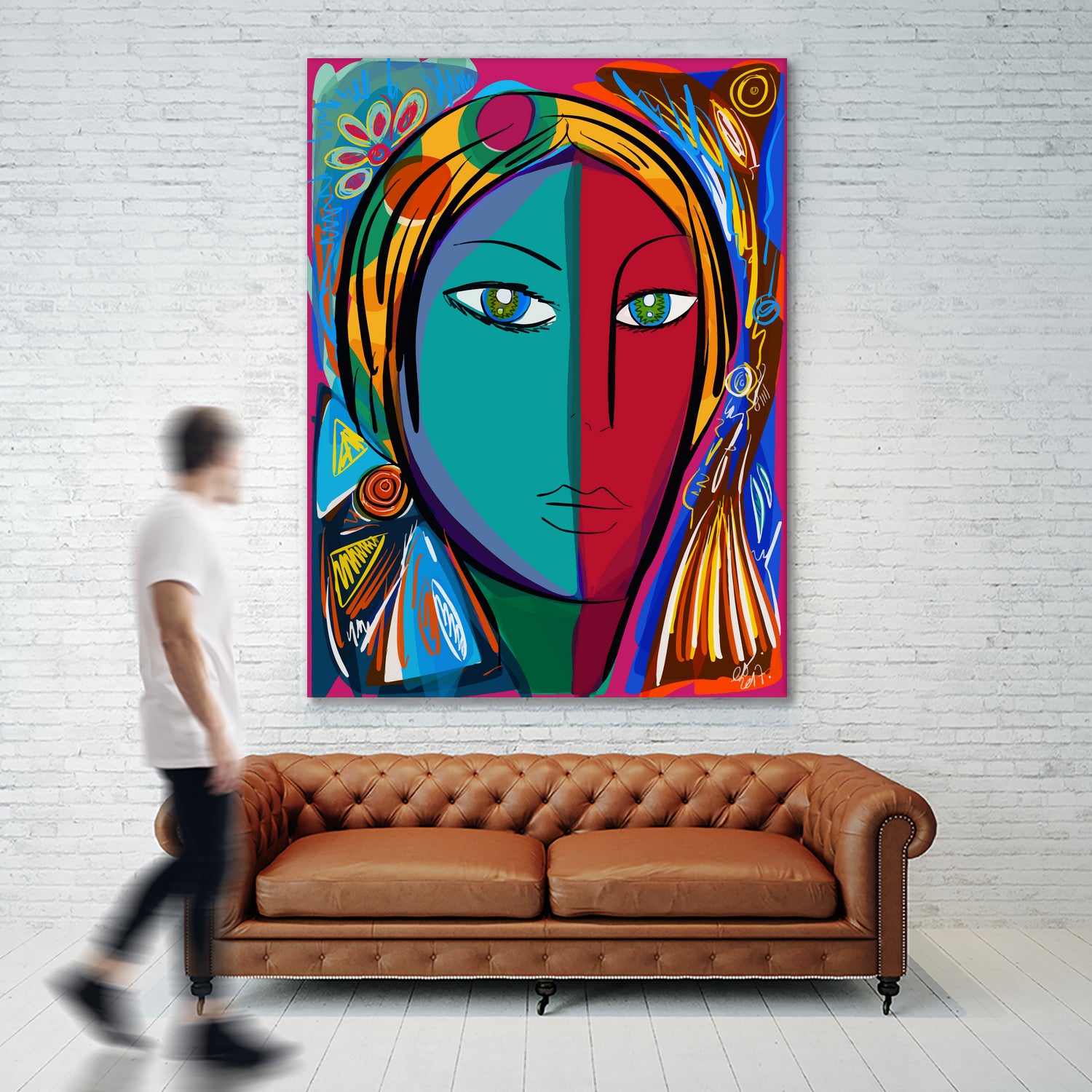 Pop Portrait Girl Fauvism by Emmanuel Signorino on GIANT ART - blue digital painting