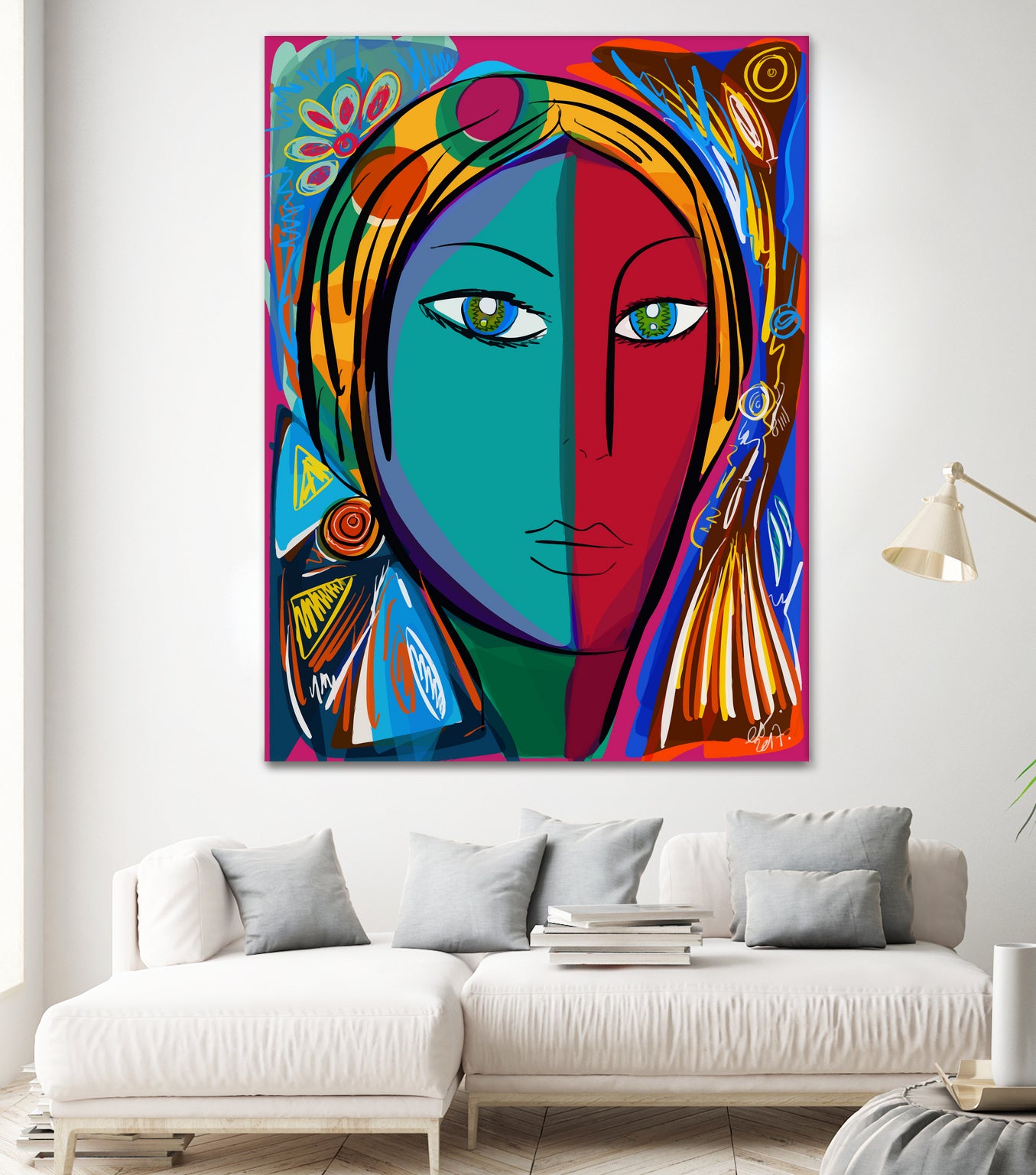 Pop Portrait Girl Fauvism by Emmanuel Signorino on GIANT ART - blue digital painting