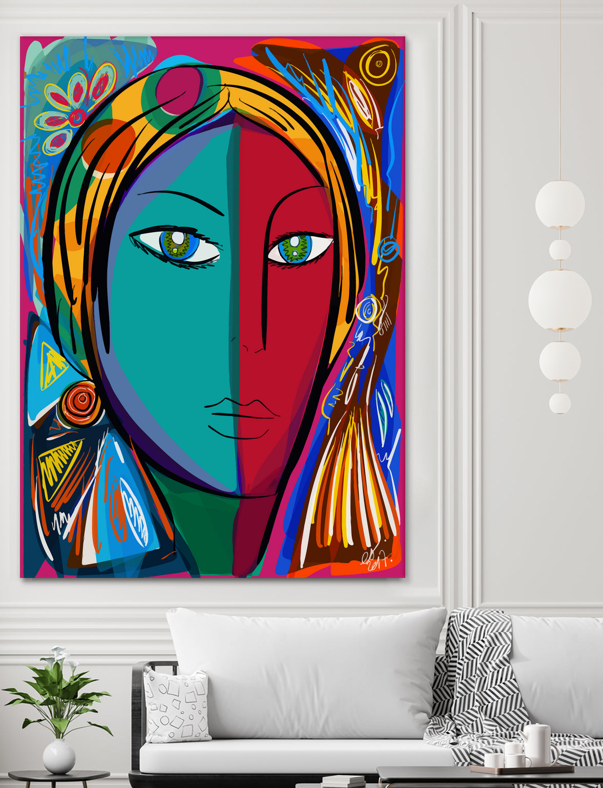 Pop Portrait Girl Fauvism by Emmanuel Signorino on GIANT ART - blue digital painting