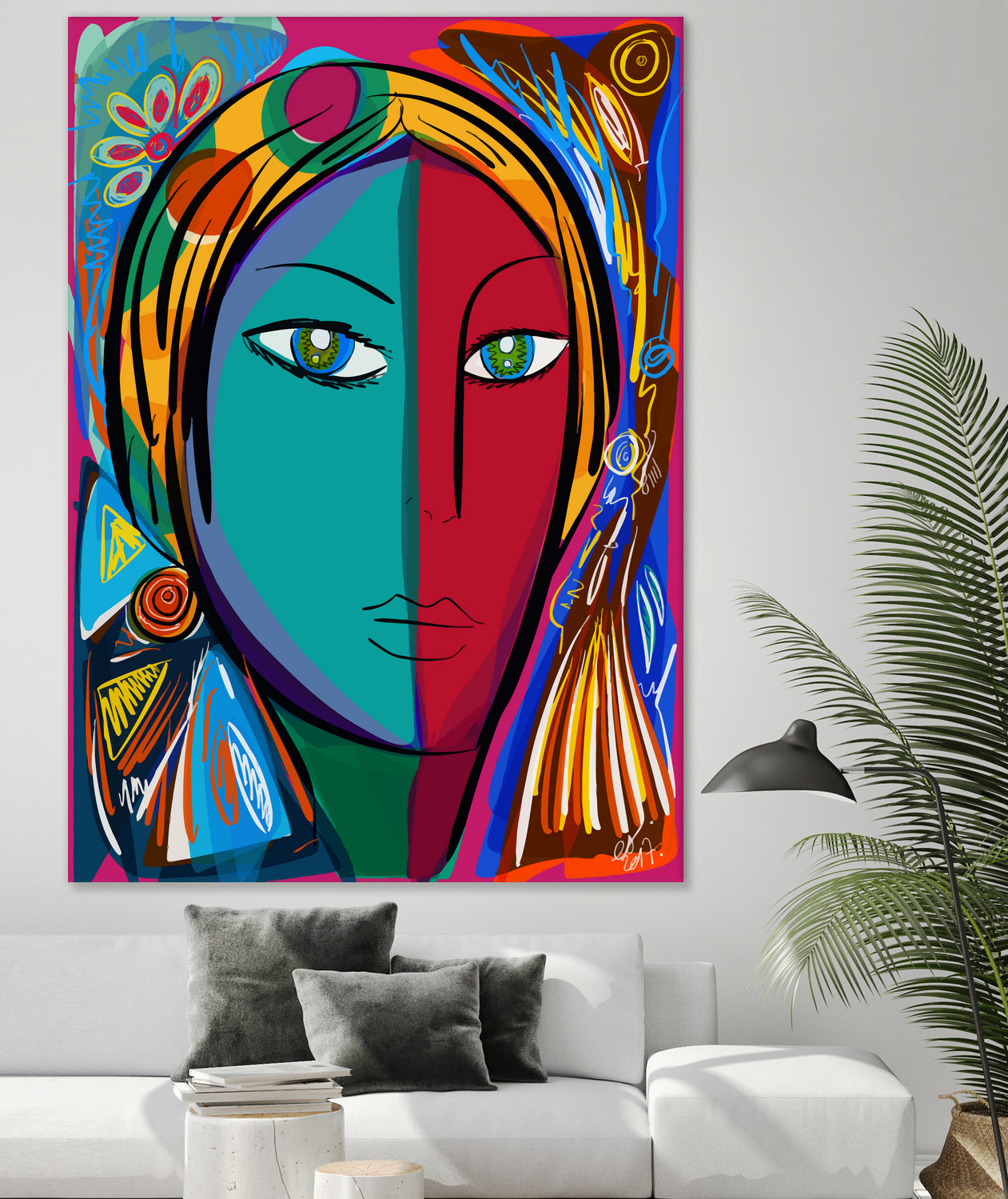 Pop Portrait Girl Fauvism by Emmanuel Signorino on GIANT ART - blue digital painting