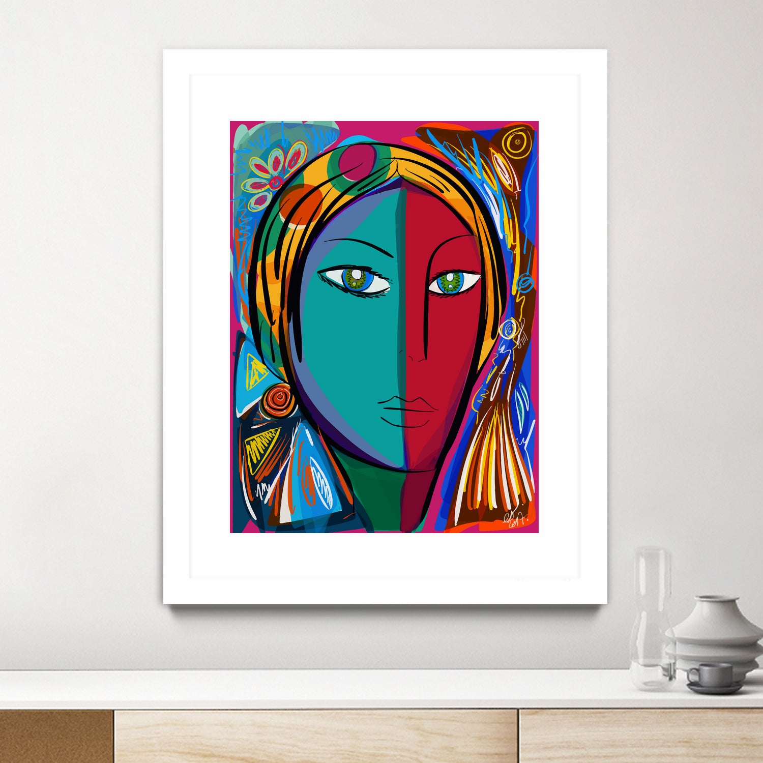 Pop Portrait Girl Fauvism by Emmanuel Signorino on GIANT ART - blue digital painting