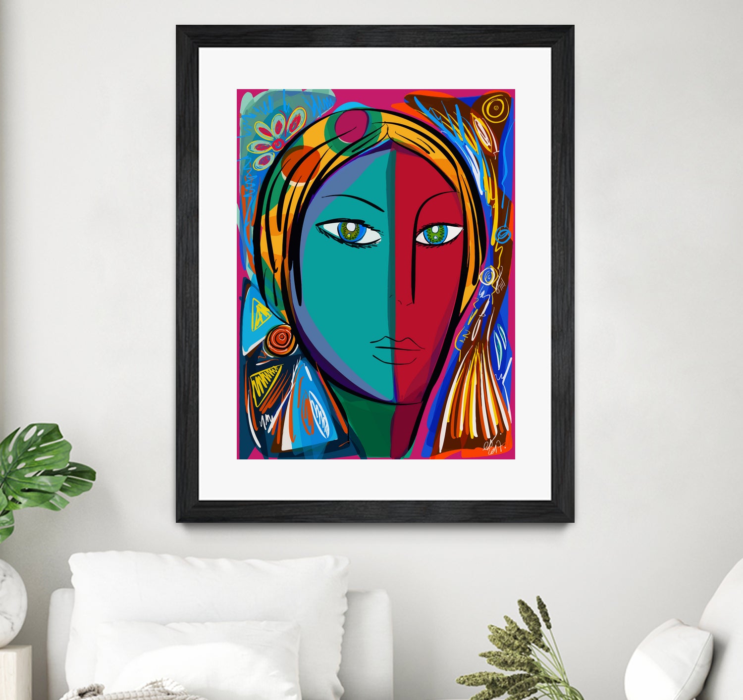 Pop Portrait Girl Fauvism by Emmanuel Signorino on GIANT ART - blue digital painting