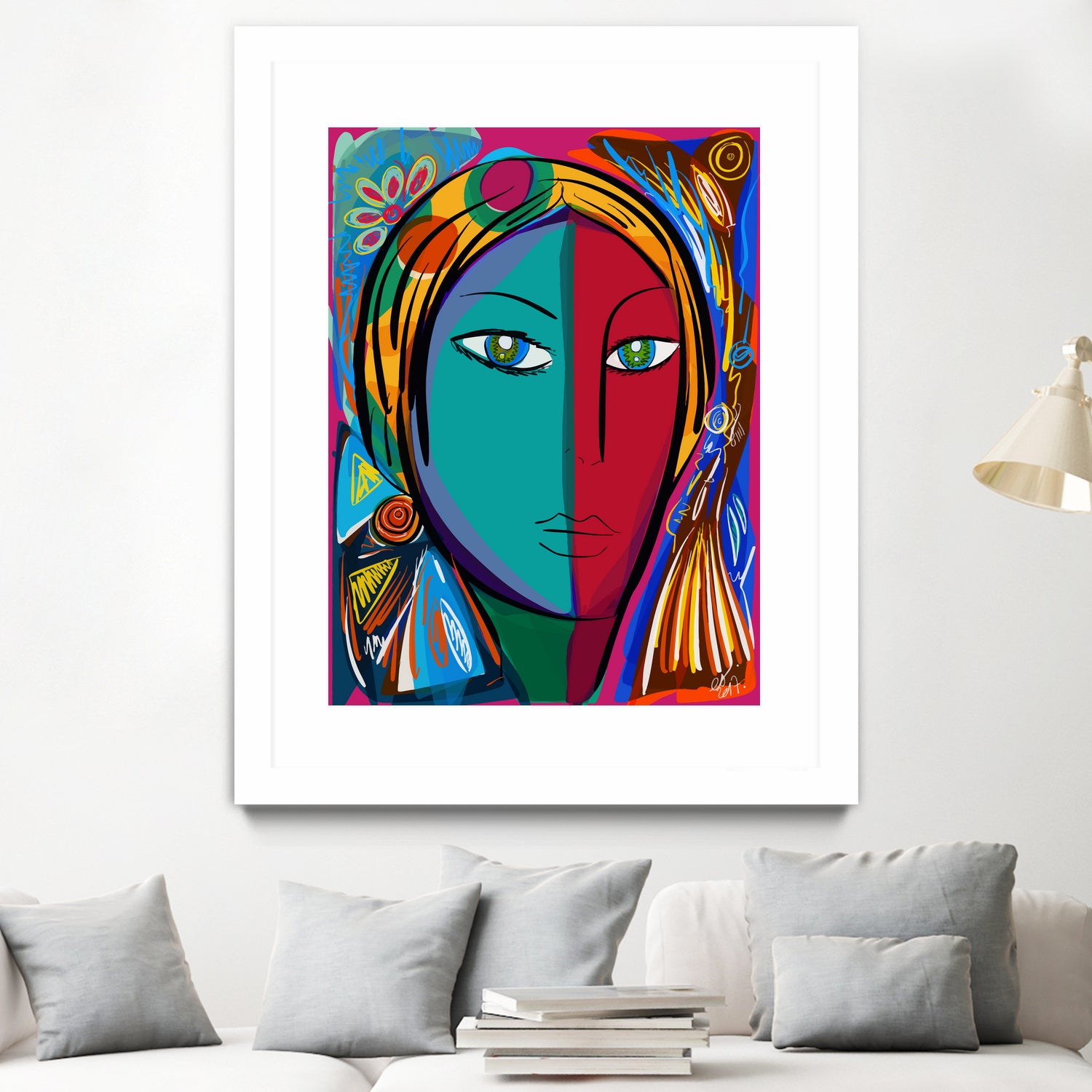 Pop Portrait Girl Fauvism by Emmanuel Signorino on GIANT ART - blue digital painting