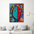 Pop Portrait Girl Fauvism by Emmanuel Signorino on GIANT ART - blue digital painting