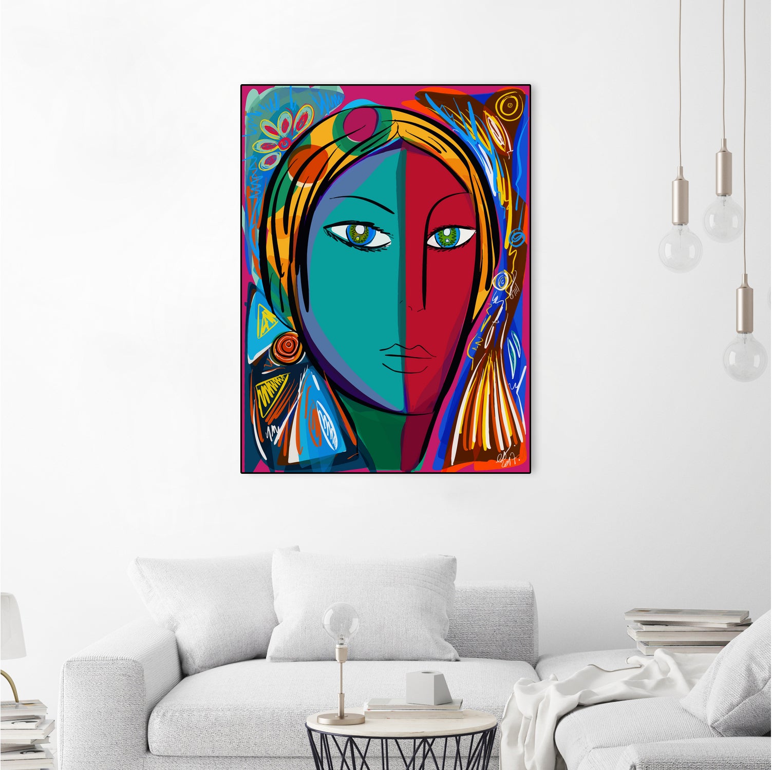 Pop Portrait Girl Fauvism by Emmanuel Signorino on GIANT ART - blue digital painting