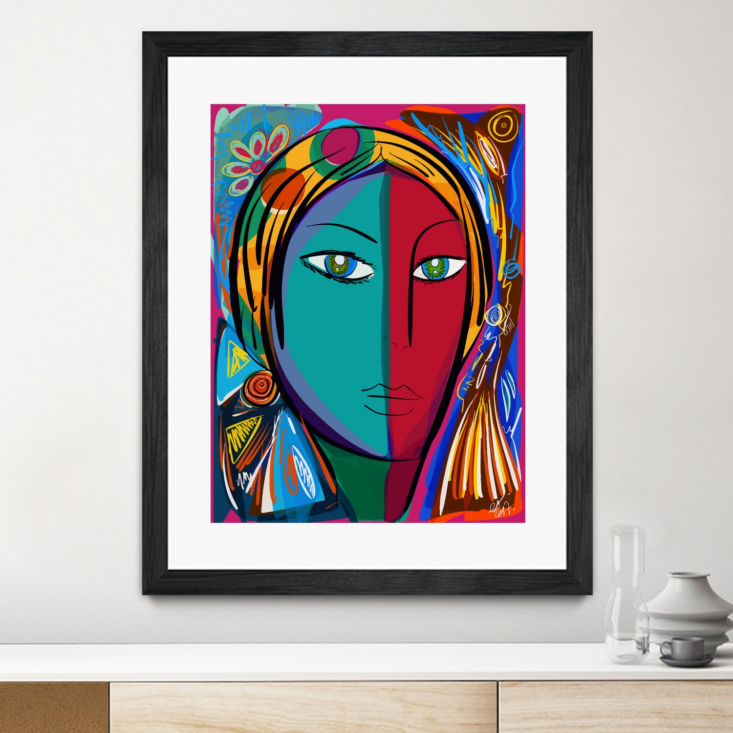 Pop Portrait Girl Fauvism by Emmanuel Signorino on GIANT ART - blue digital painting