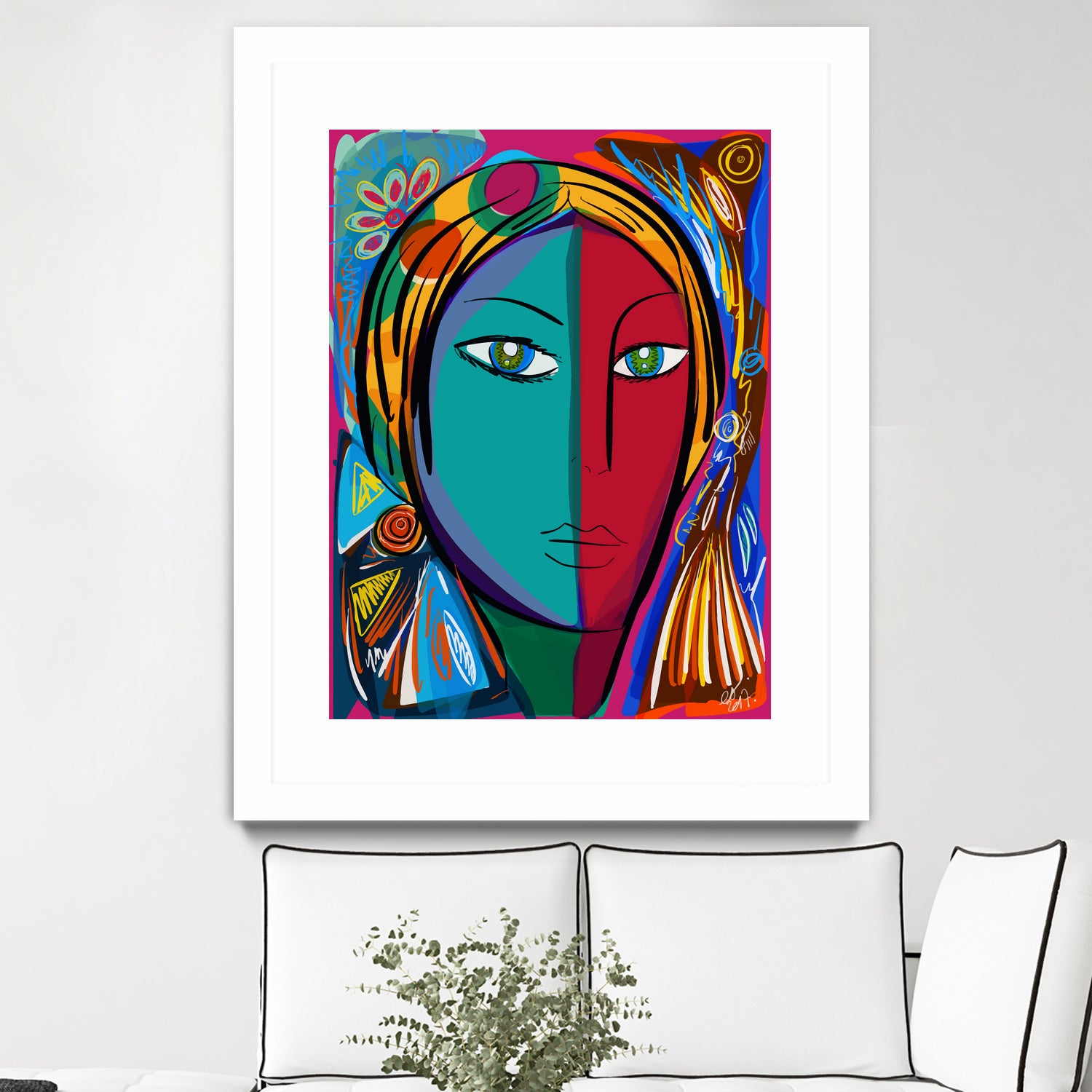 Pop Portrait Girl Fauvism by Emmanuel Signorino on GIANT ART - blue digital painting