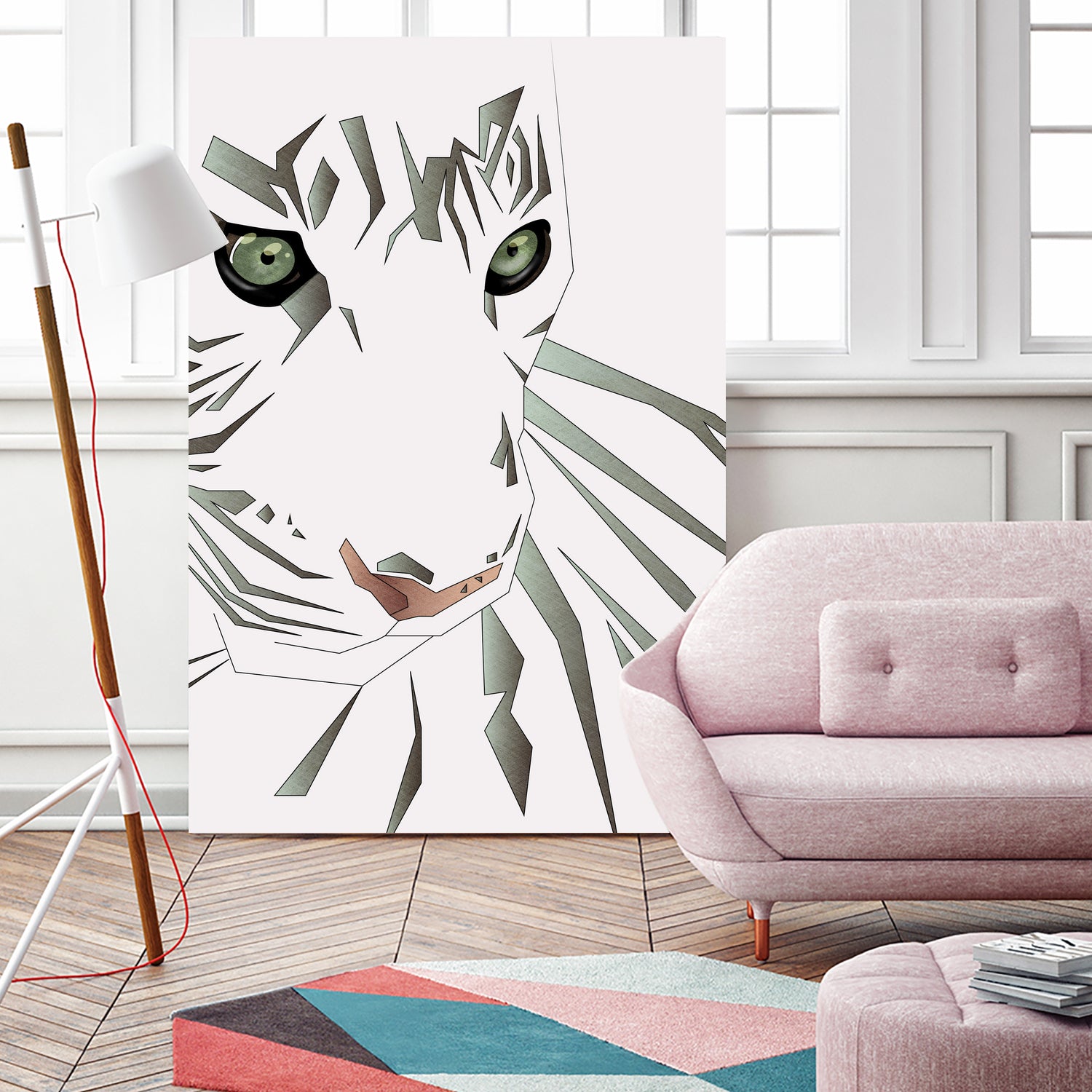 Tiger's Tranquility by Romina Lutz on GIANT ART - white digital painting