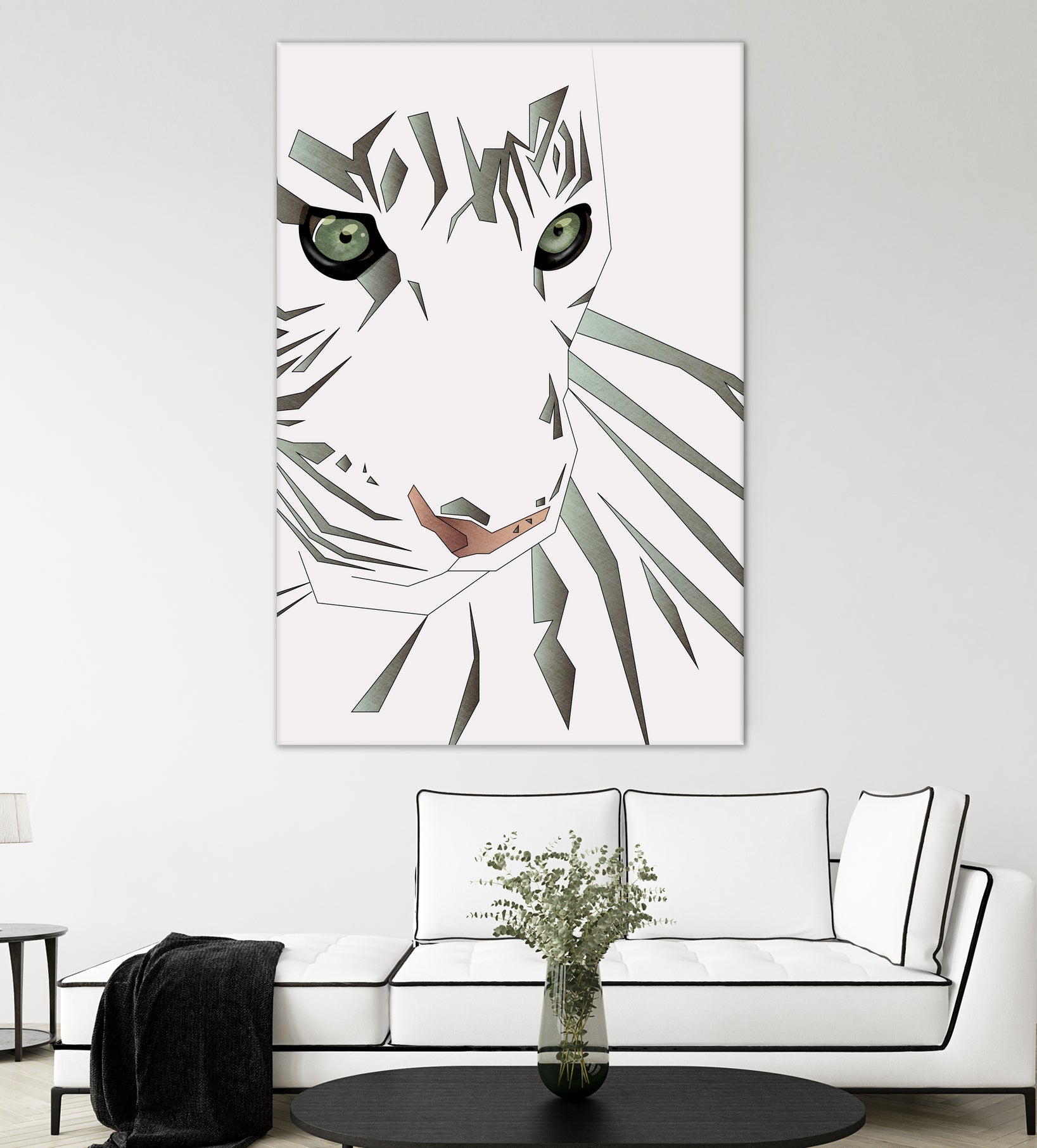 Tiger's Tranquility by Romina Lutz on GIANT ART - white digital painting