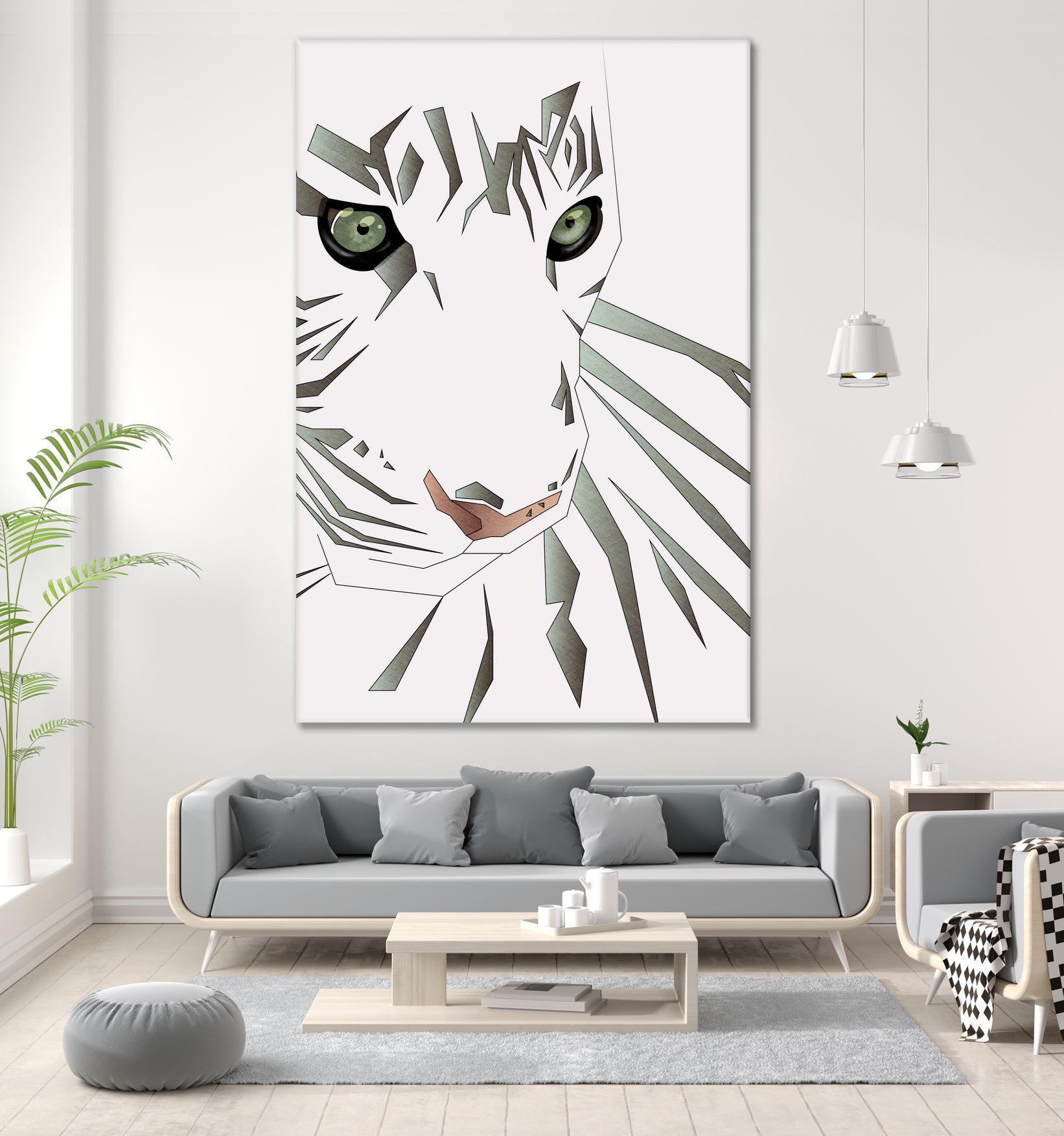 Tiger's Tranquility by Romina Lutz on GIANT ART - white digital painting