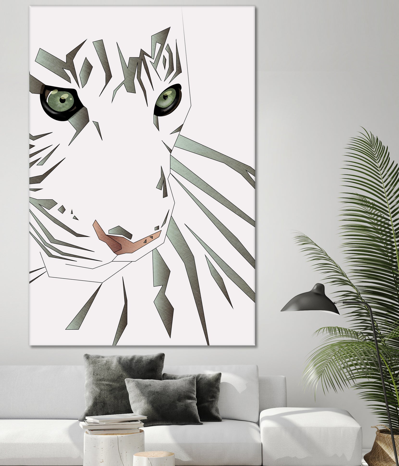 Tiger's Tranquility by Romina Lutz on GIANT ART - white digital painting