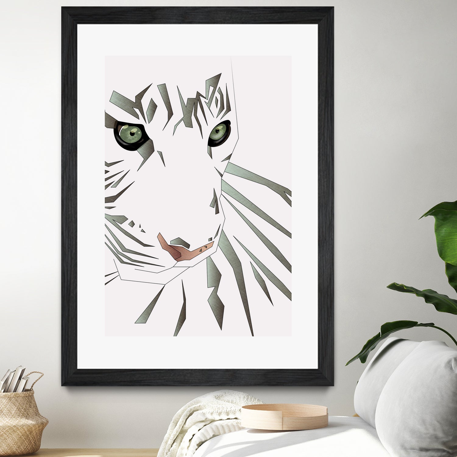 Tiger's Tranquility by Romina Lutz on GIANT ART - white digital painting