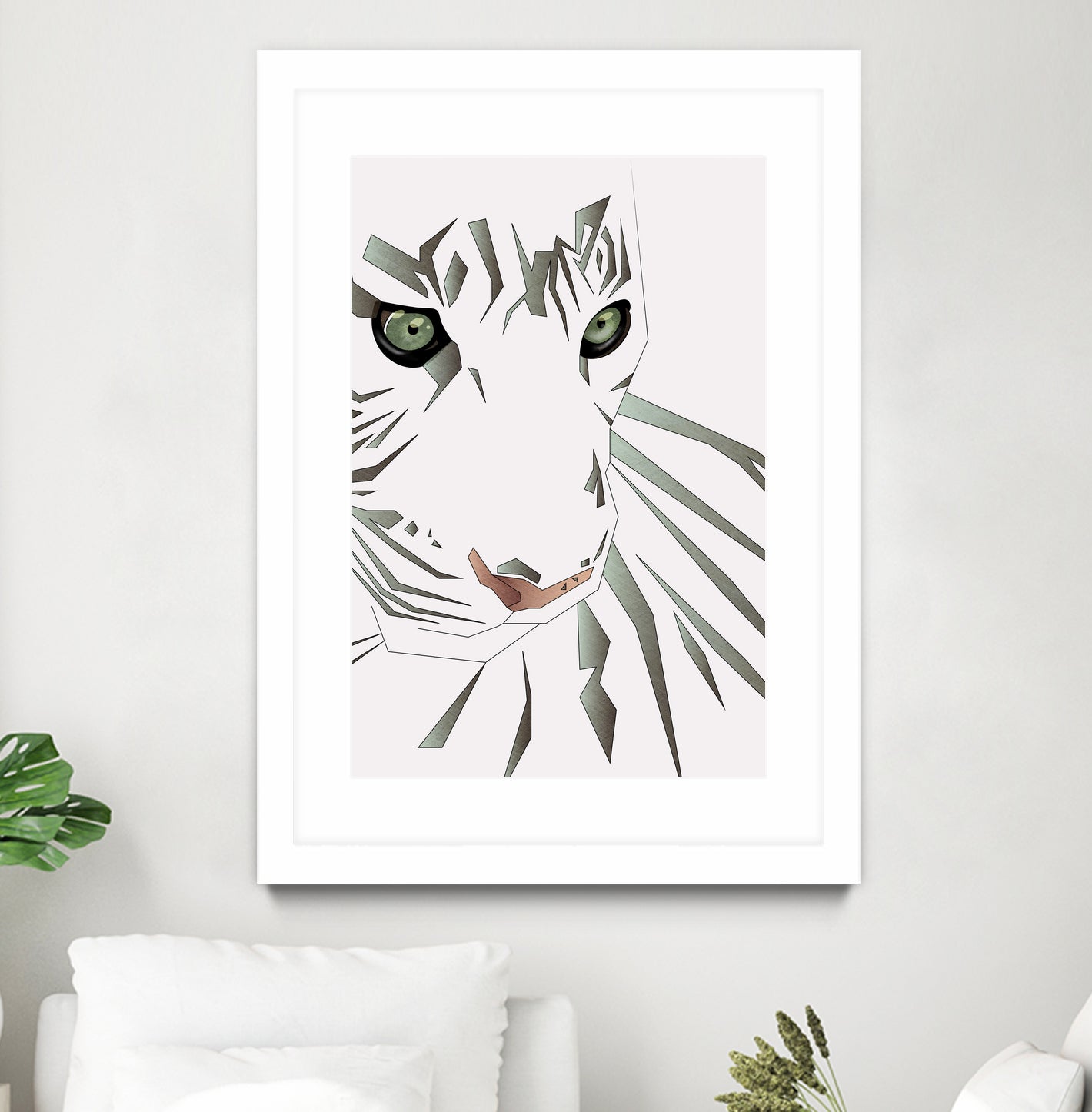 Tiger's Tranquility by Romina Lutz on GIANT ART - white digital painting