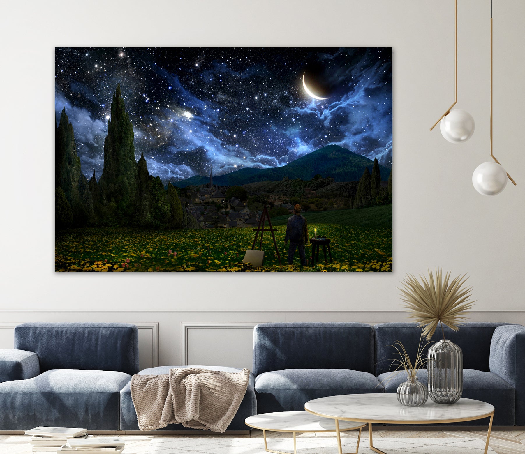 Starry Night by Alex Ruiz on GIANT ART - blue digital painting