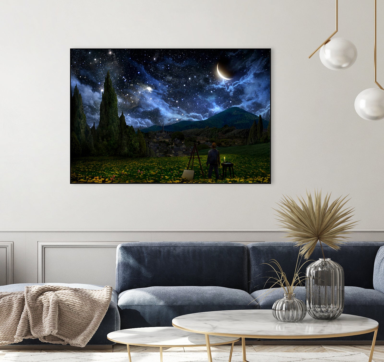 Starry Night by Alex Ruiz on GIANT ART - blue digital painting