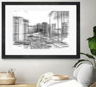 pencil drawing buildings in the city in black and white by sutee monchitnukul on GIANT ART - gray digital drawing