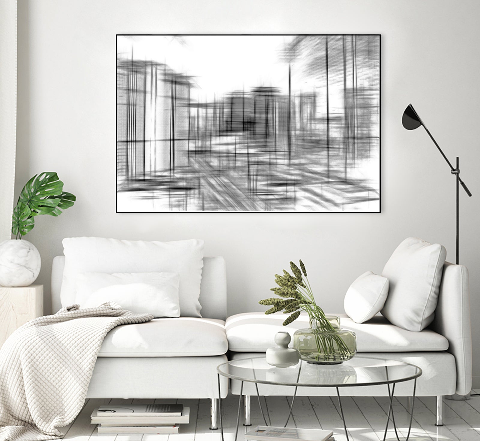 pencil drawing buildings in the city in black and white by sutee monchitnukul on GIANT ART - gray digital drawing