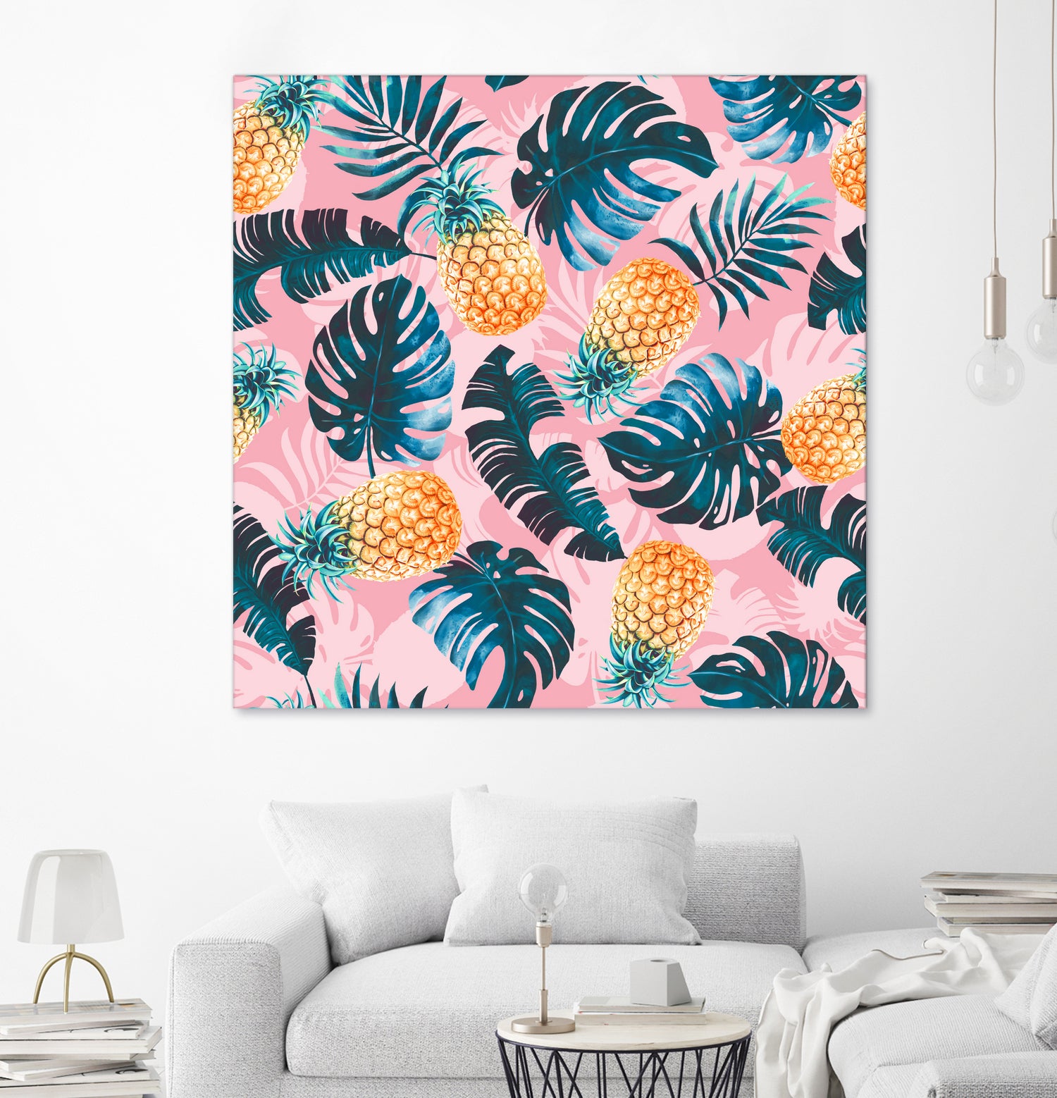 Pineapple and Leaf Pattern by burcu korkmazyurek on GIANT ART - pink digital painting