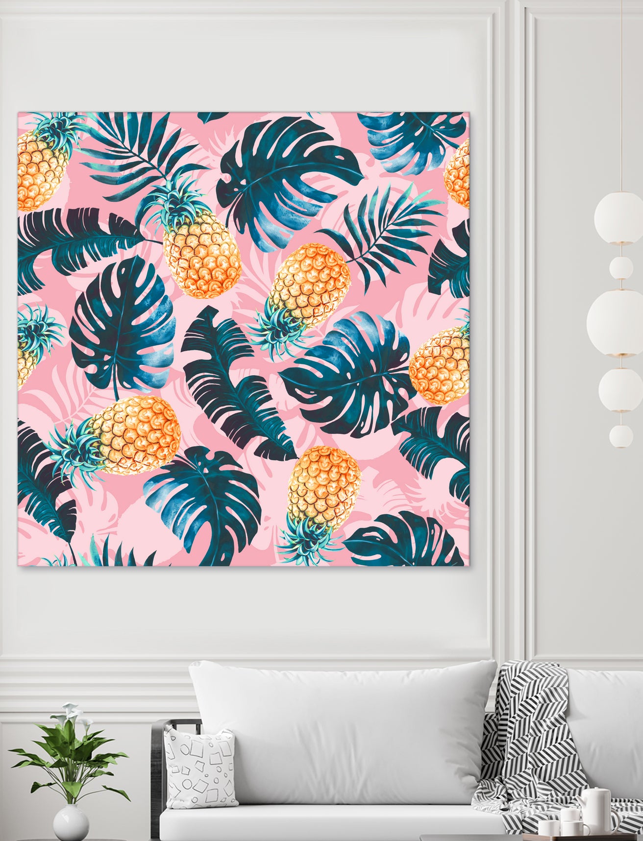 Pineapple and Leaf Pattern by burcu korkmazyurek on GIANT ART - pink digital painting